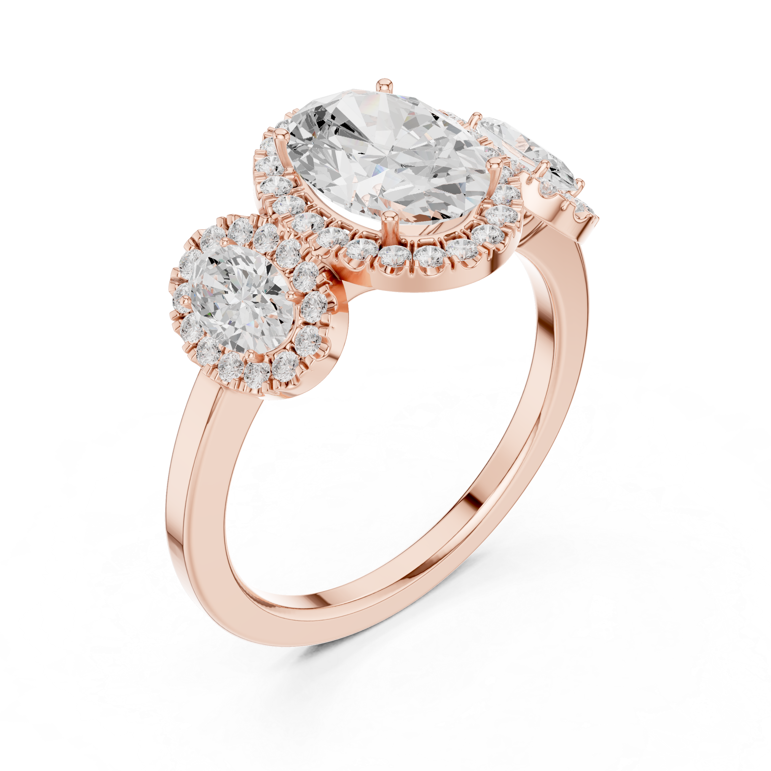 Elegant floral stud earrings crafted with petal-shaped diamond accents.