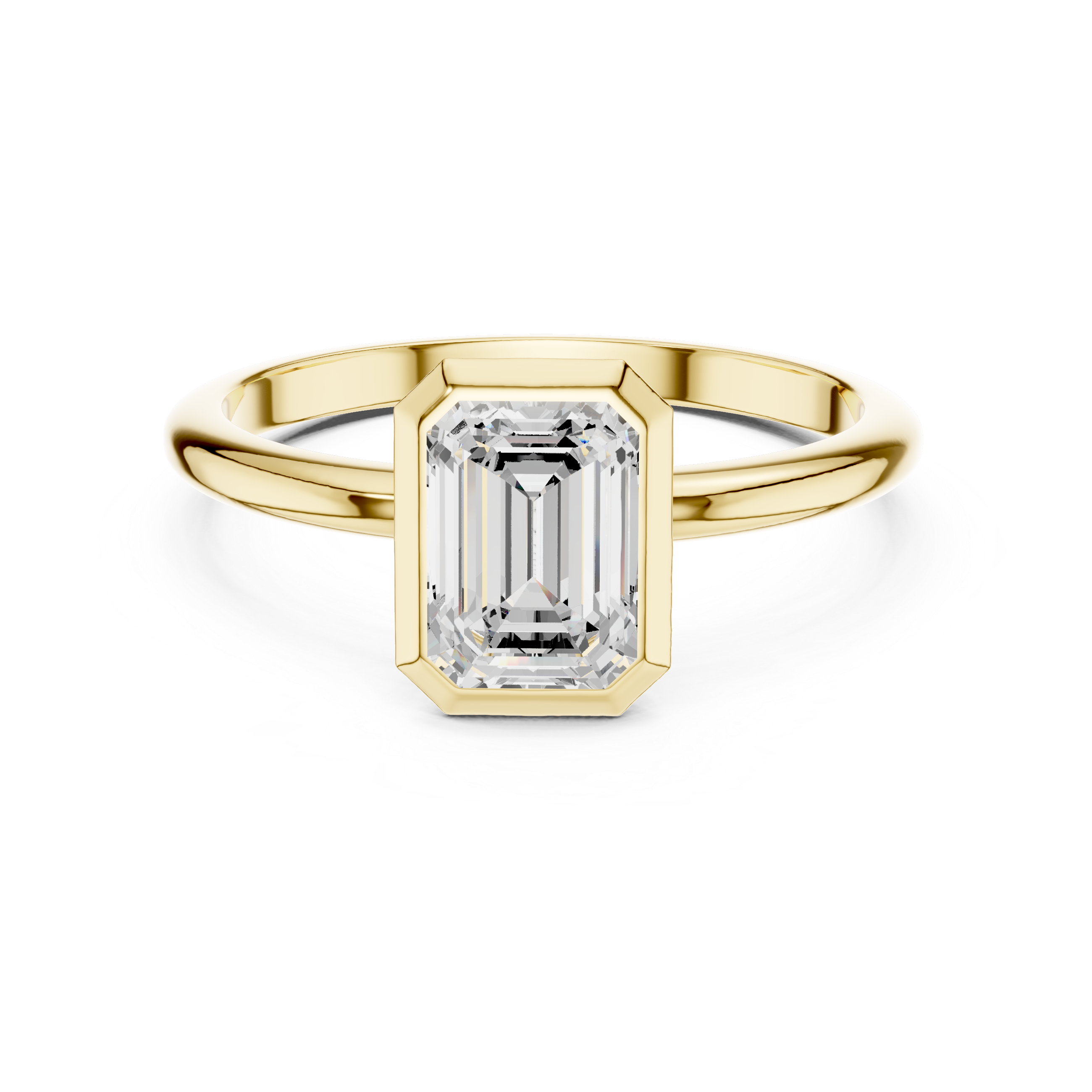 Emerald Cut Diamond Bezel Solitaire Engagement Ring