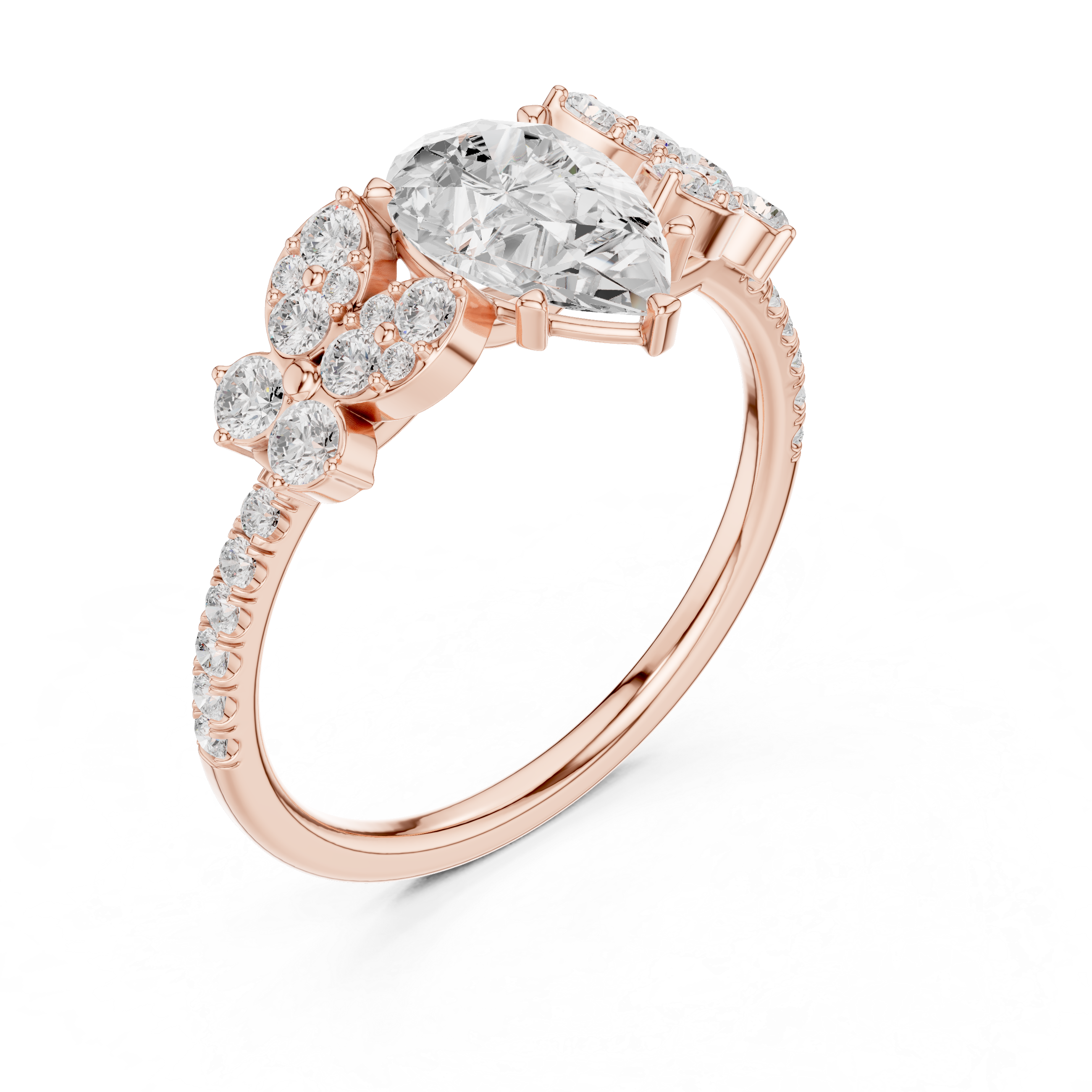 Stylish marquise diamond ring with elongated shape and delicate prong setting.