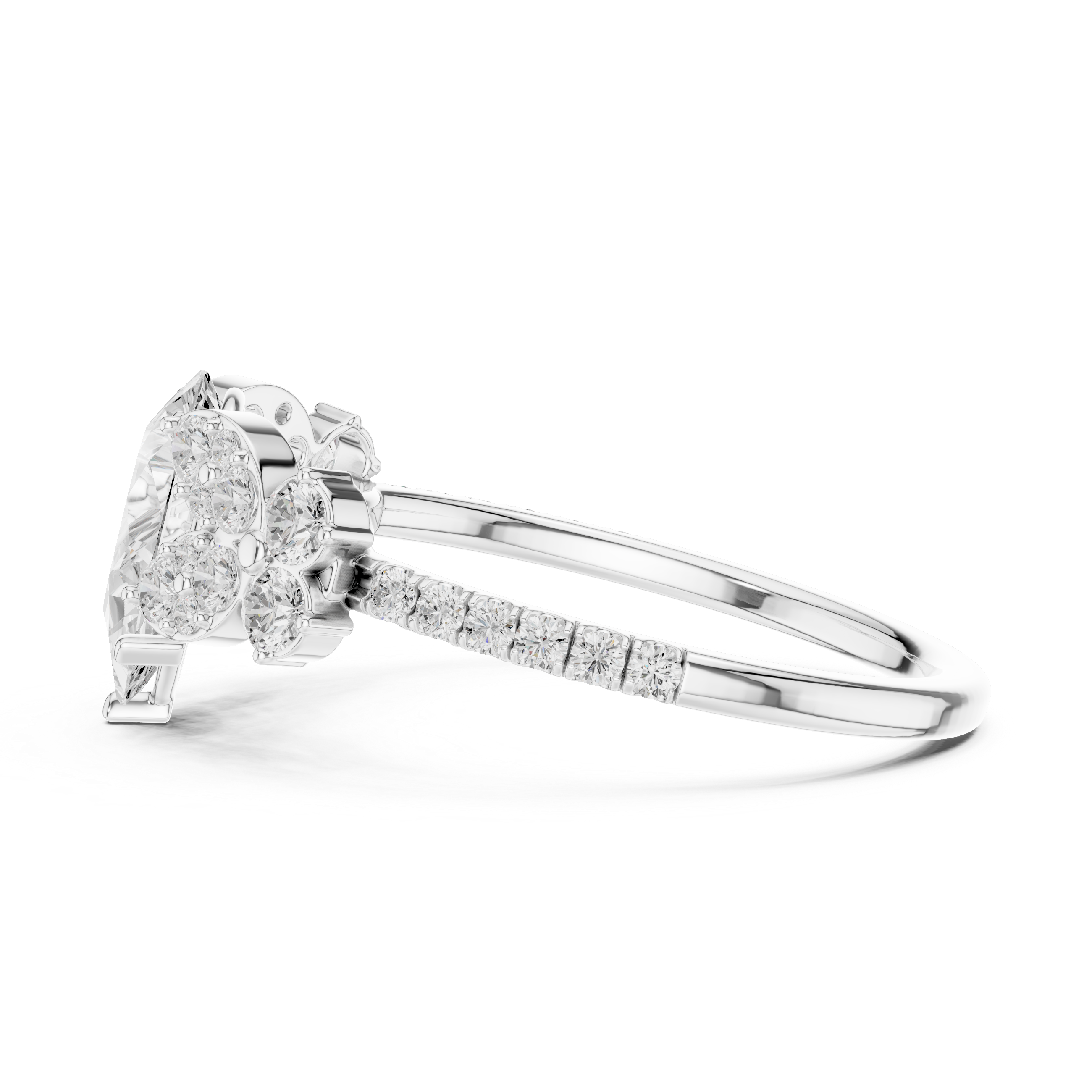 Designer floral diamond ring inspired by blooming flower patterns.