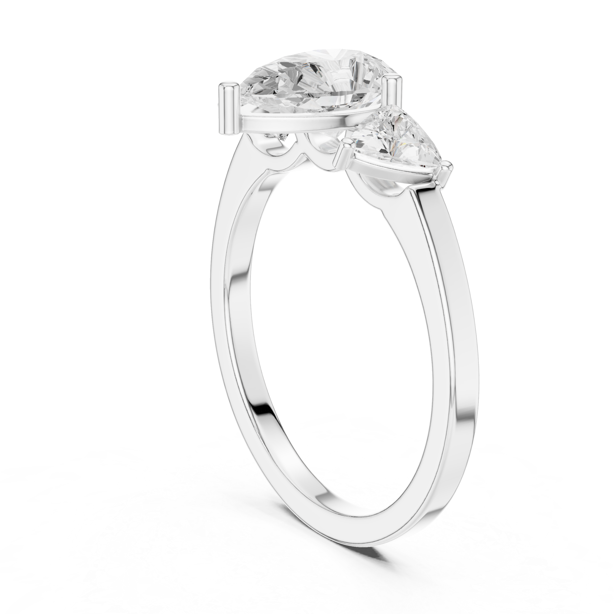 Modern three-stone diamond ring symbolizing past present and future with elegant design.