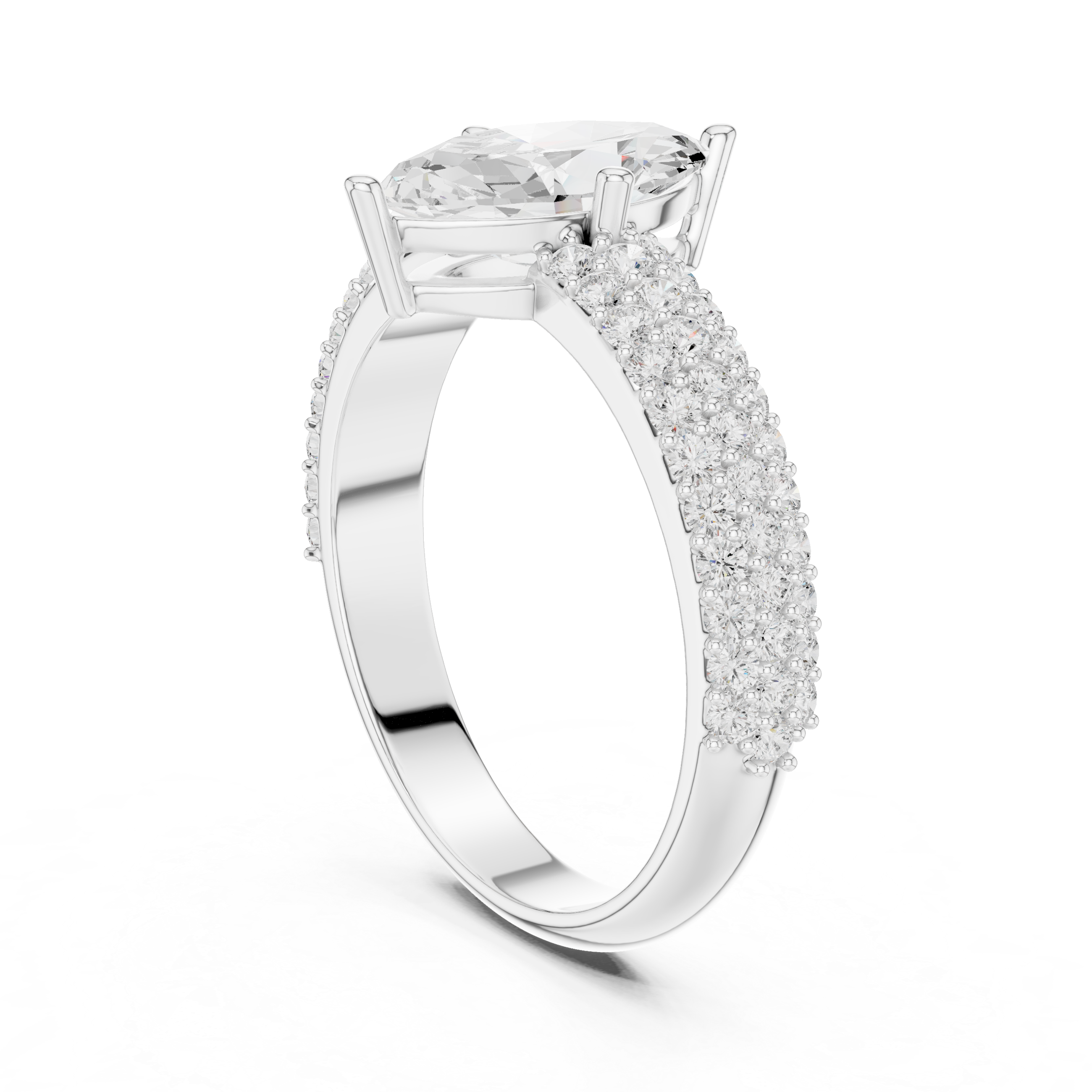 Modern three-stone diamond ring symbolizing past present and future with elegant design.