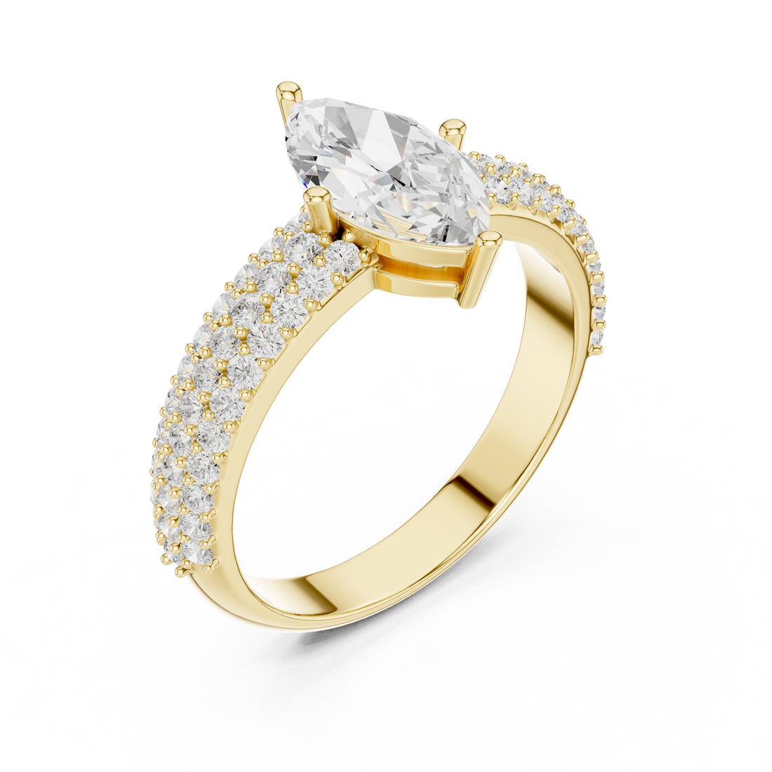 Elegant eternity ring featuring continuous circle of diamonds around the band.