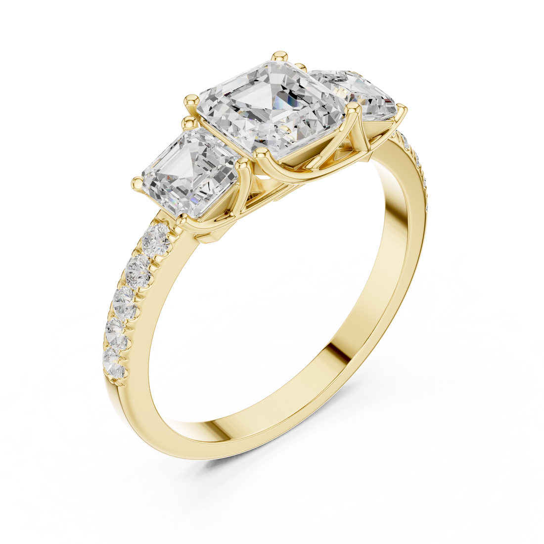Elegant eternity ring featuring continuous circle of diamonds around the band.