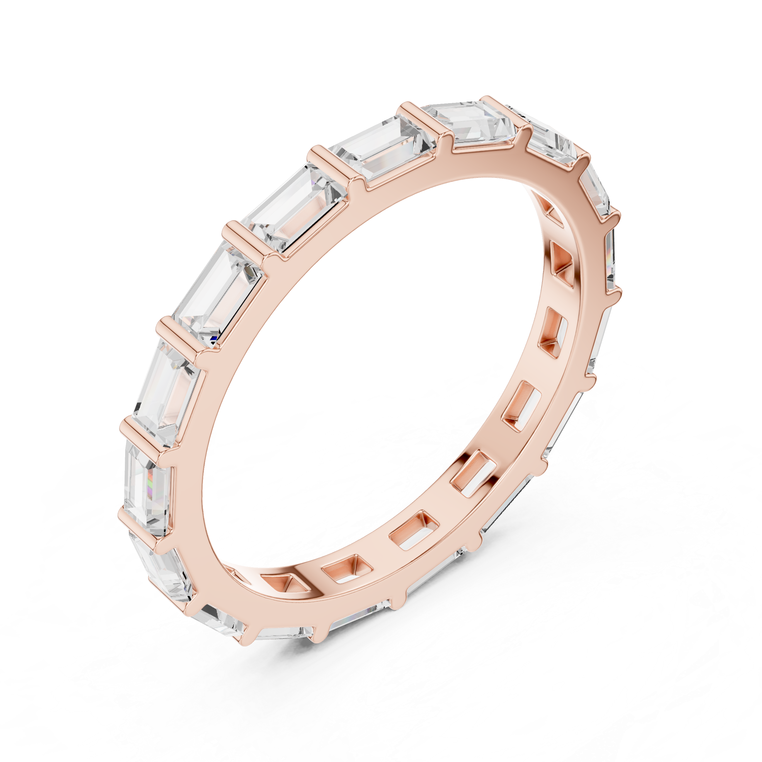 Luxury men's diamond band featuring row of sparkling stones.