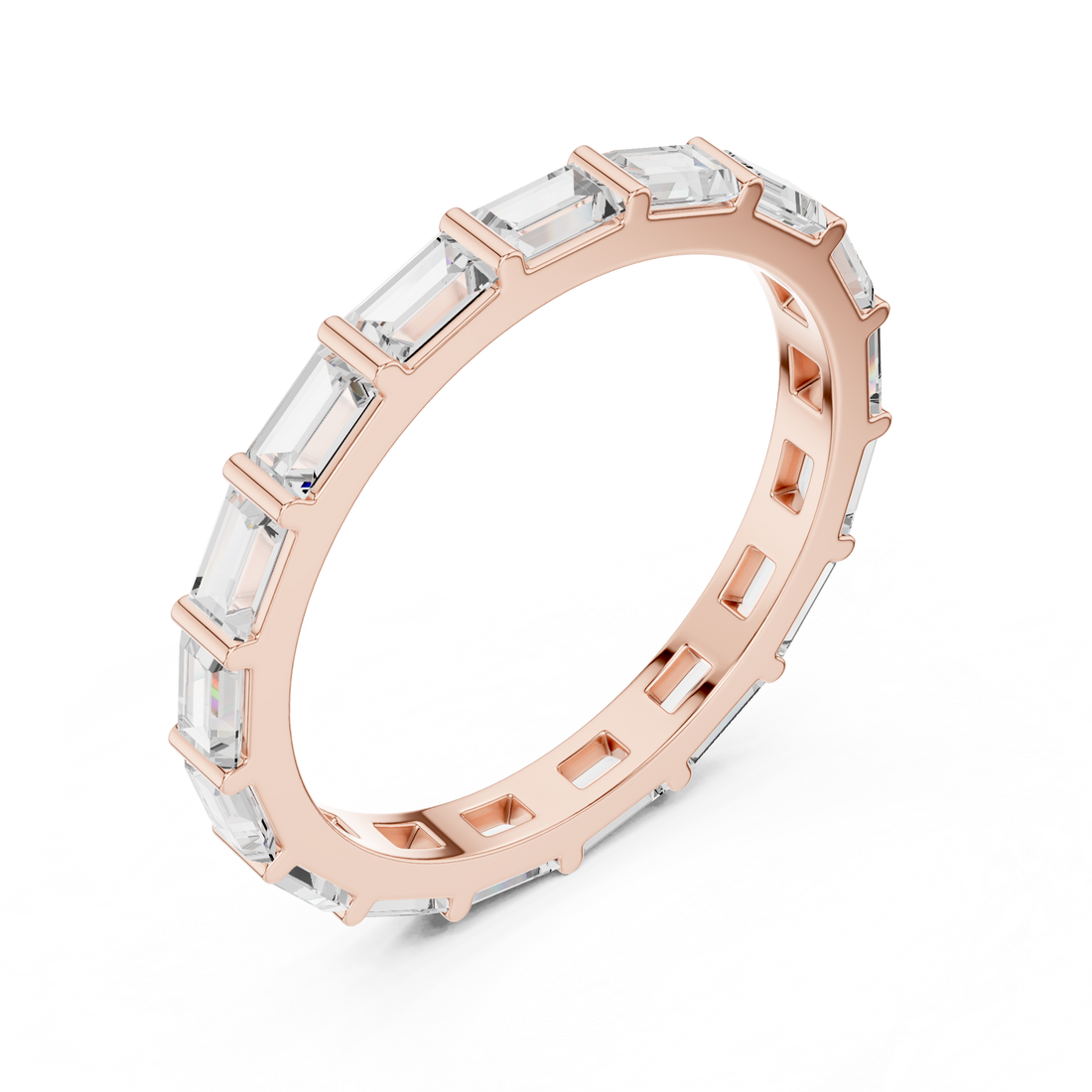 Luxury men's diamond band featuring row of sparkling stones.