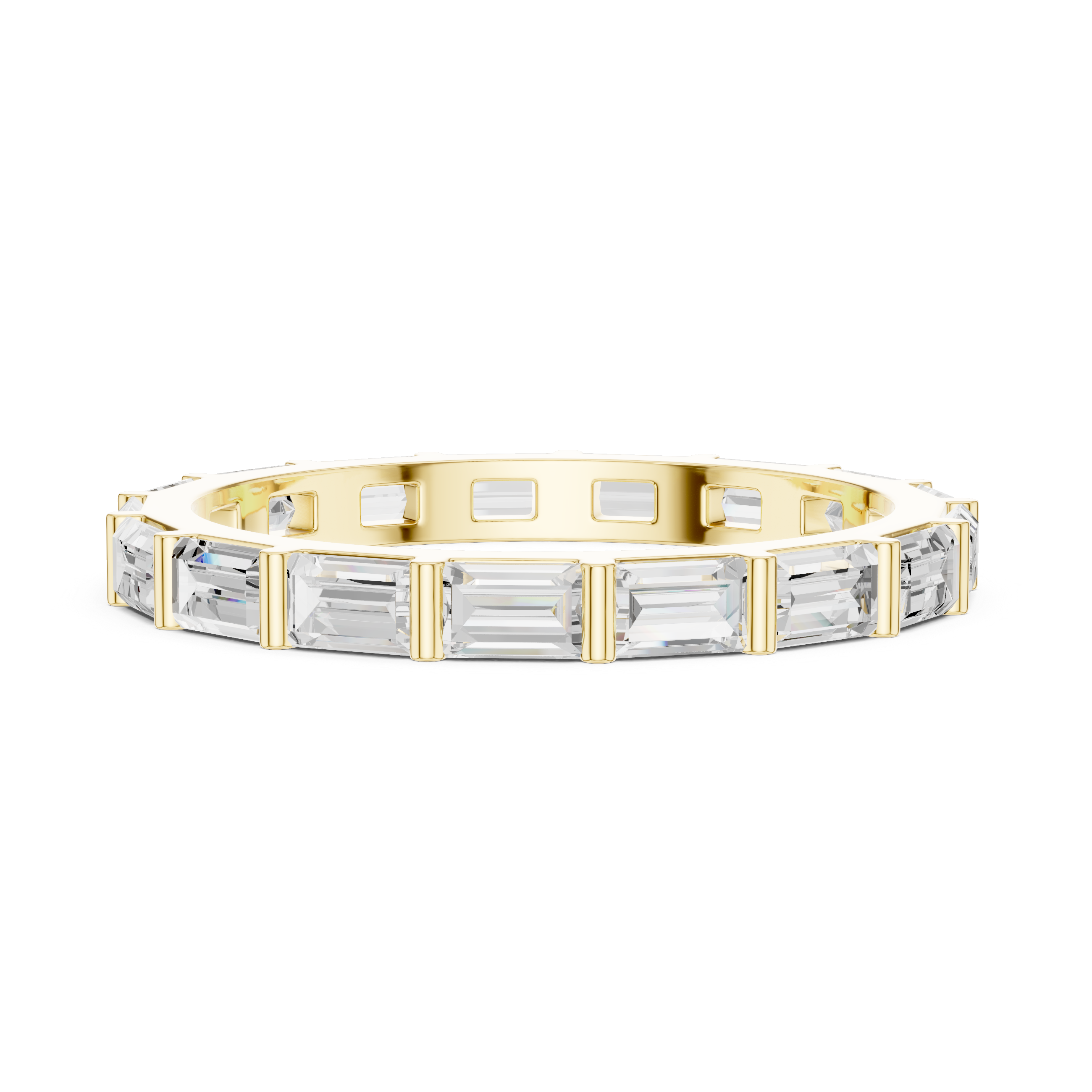Stylish multi-band ring featuring layered metal structure.