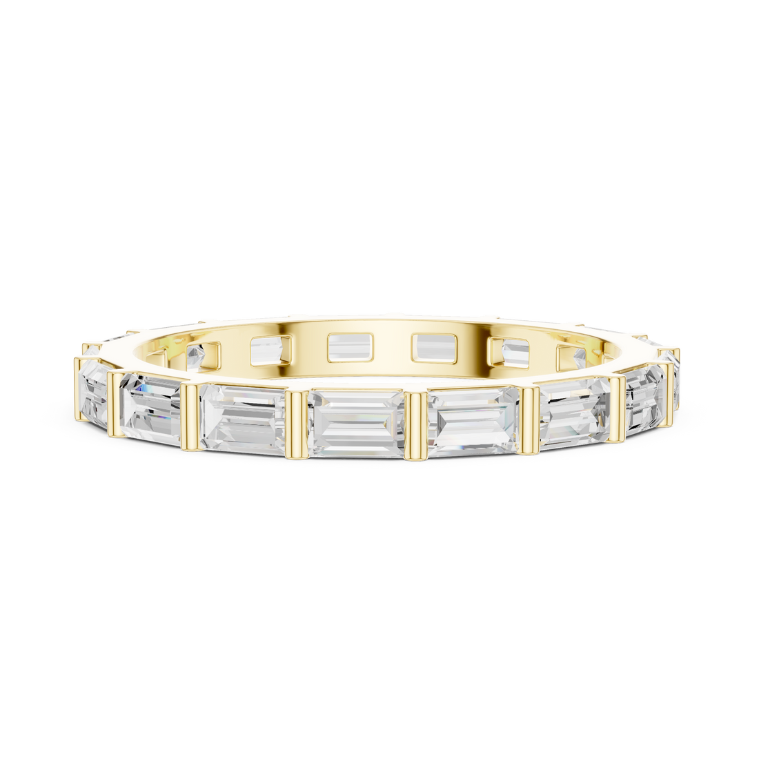 Stylish multi-band ring featuring layered metal structure.