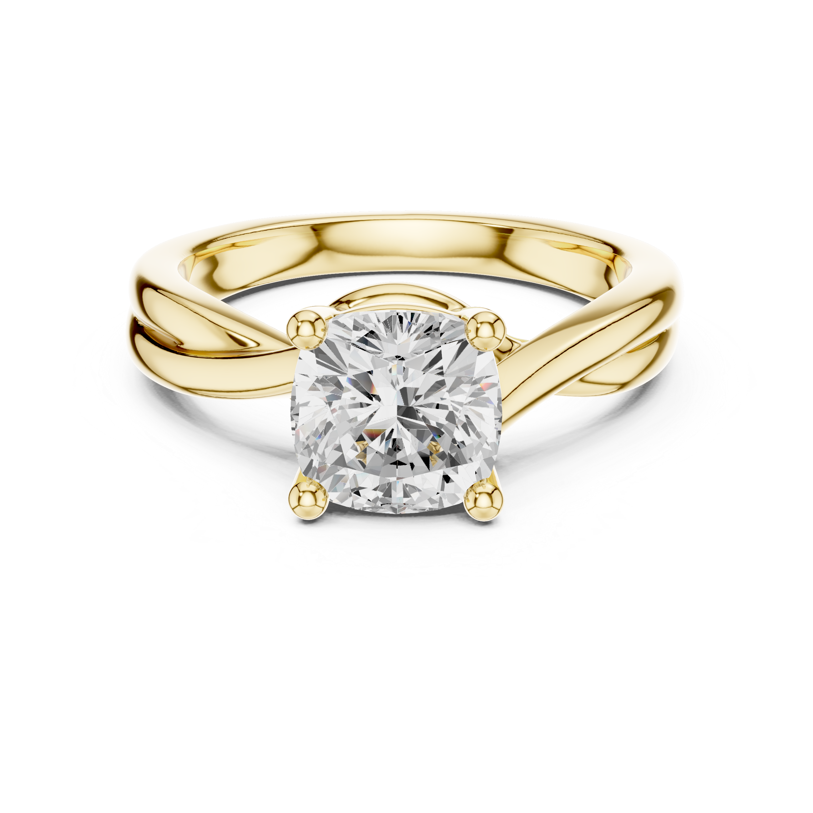 Cushion Cut Diamond Twist Solitaire Engagement Ring