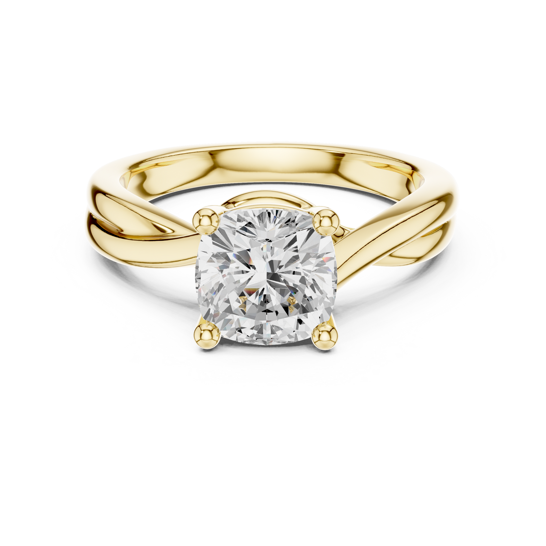 Cushion Cut Diamond Twist Solitaire Engagement Ring