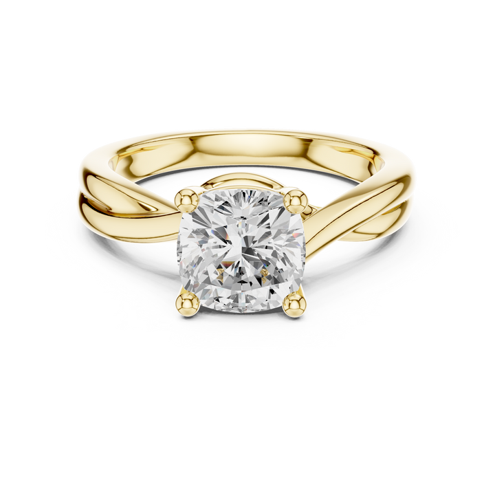 Cushion Cut Diamond Twist Solitaire Engagement Ring