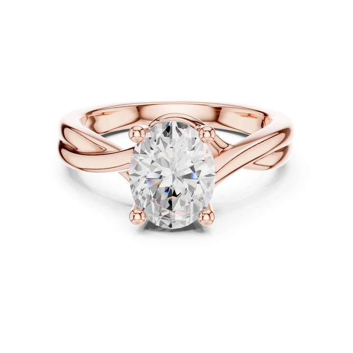 Oval Cut Diamond Twist Solitaire Engagement Ring