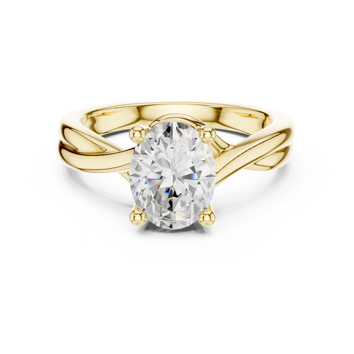 Oval Cut Diamond Twist Solitaire Engagement Ring