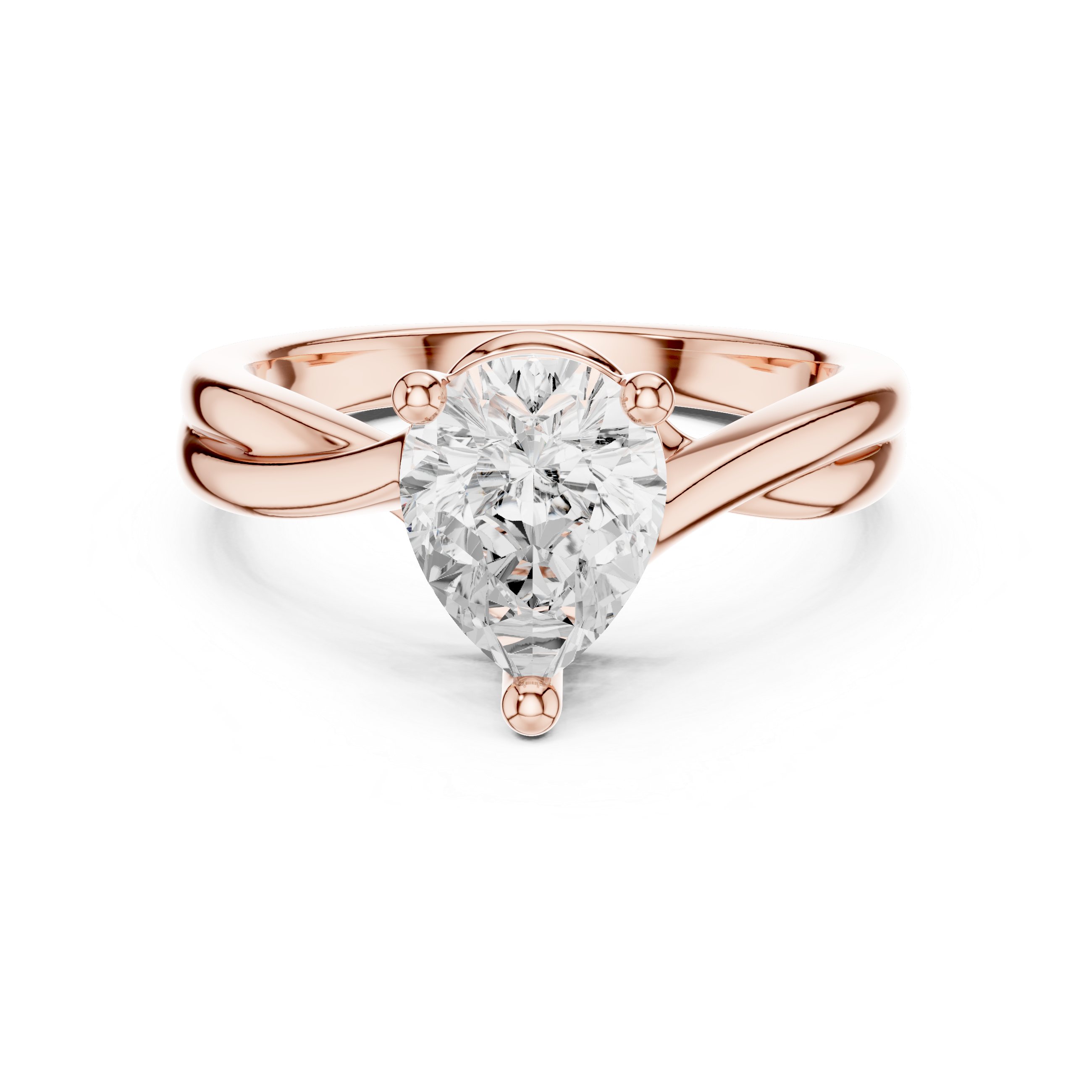 Pear Cut Diamond Solitaire Twist Engagement Ring