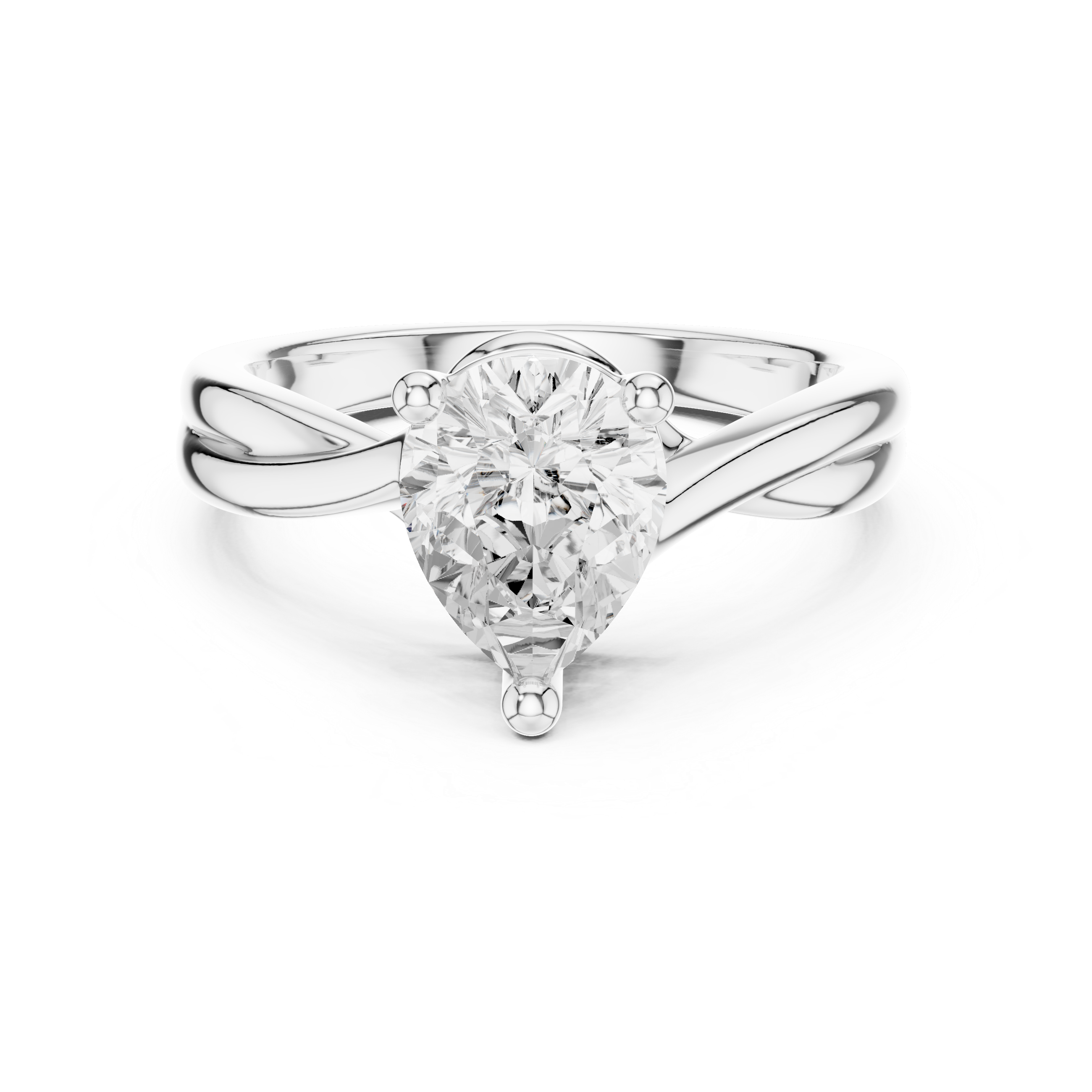 Pear Cut Diamond Solitaire Twist Engagement Ring