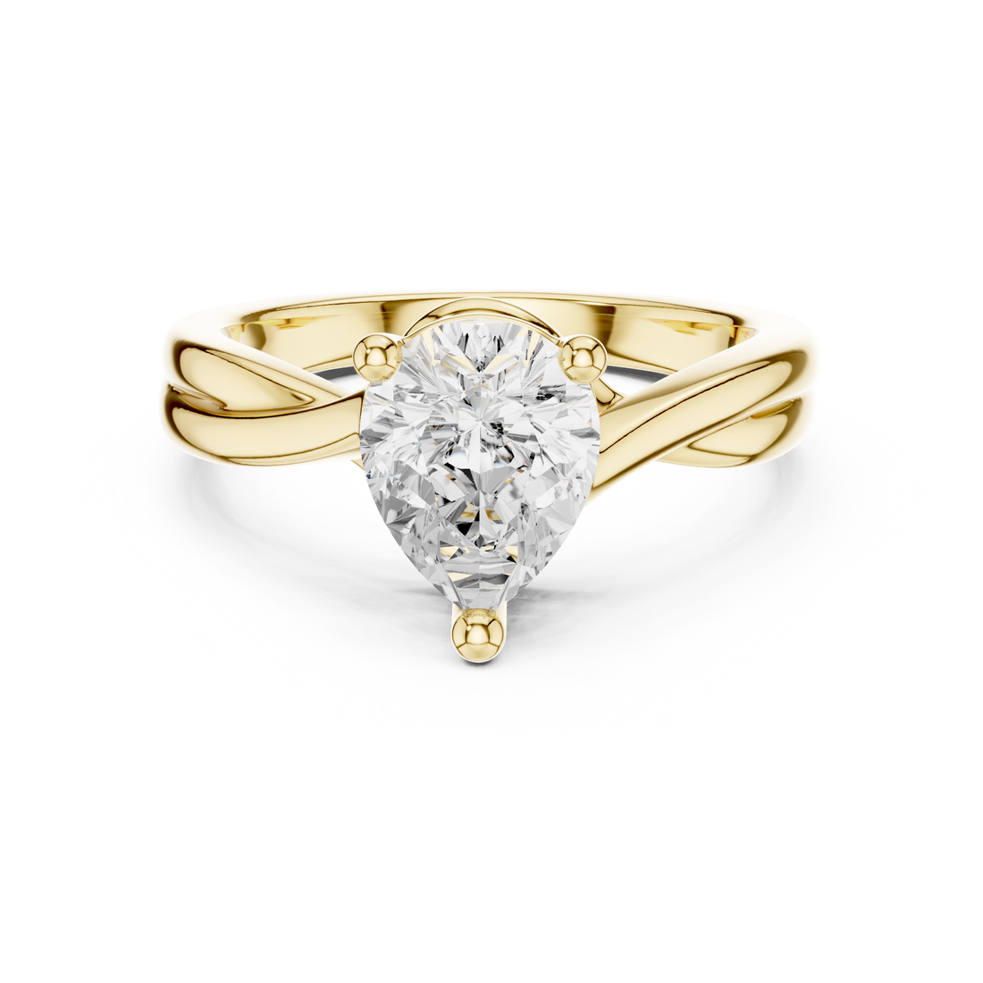Pear Cut Diamond Solitaire Twist Engagement Ring