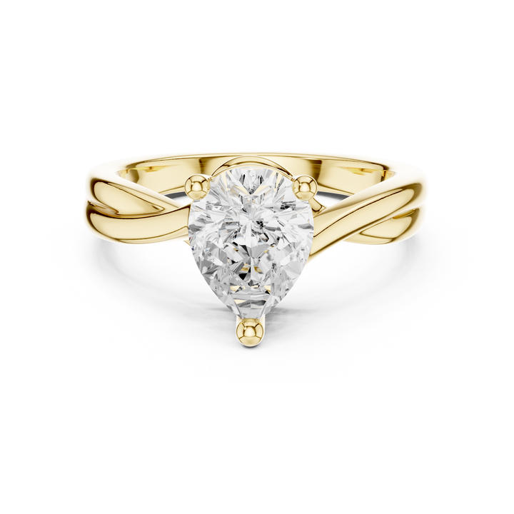 Pear Cut Diamond Solitaire Twist Engagement Ring