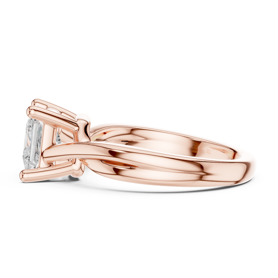 Princess Cut Diamond Twist Solitaire Engagement Ring