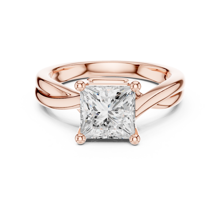 Princess Cut Diamond Twist Solitaire Engagement Ring