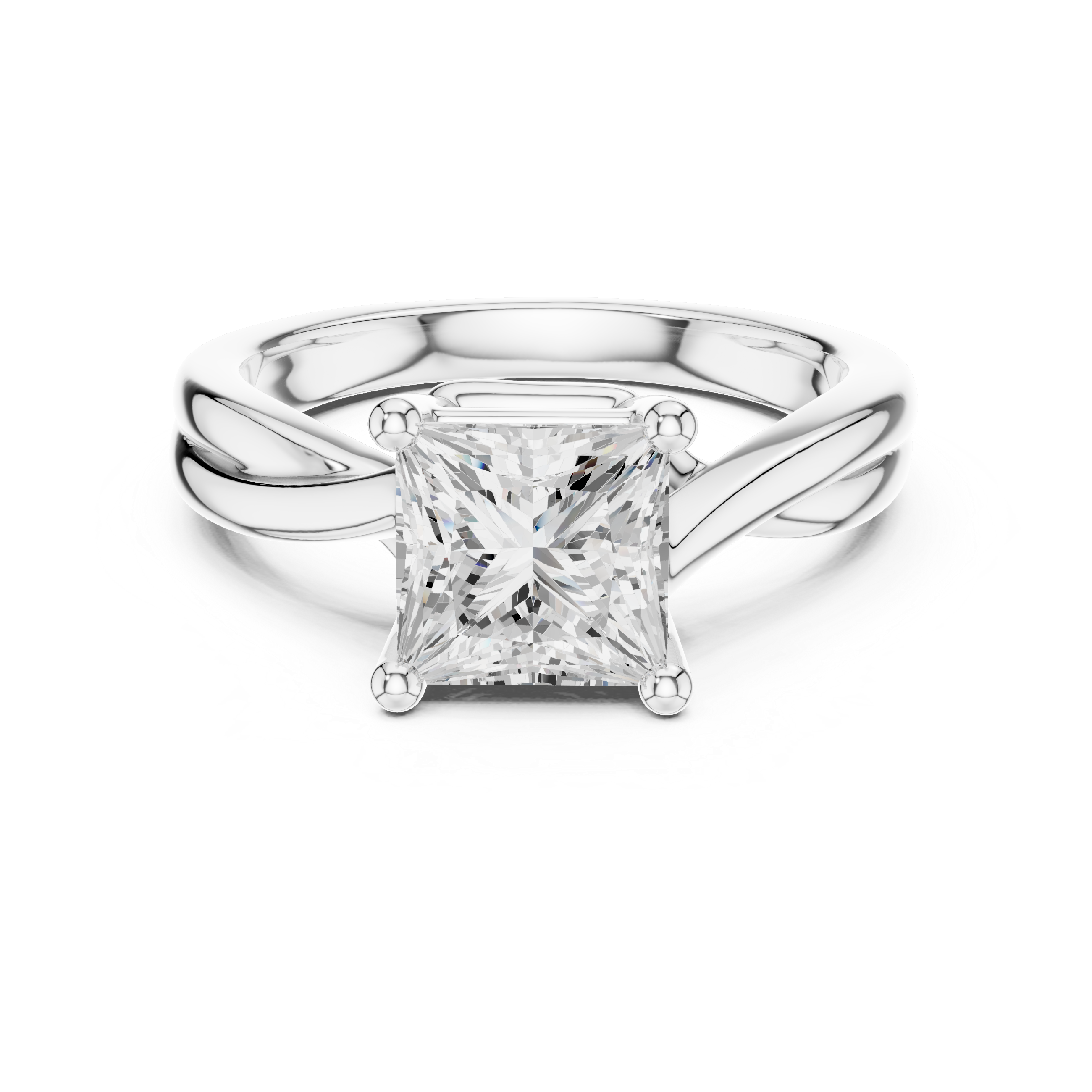 Princess Cut Diamond Twist Solitaire Engagement Ring