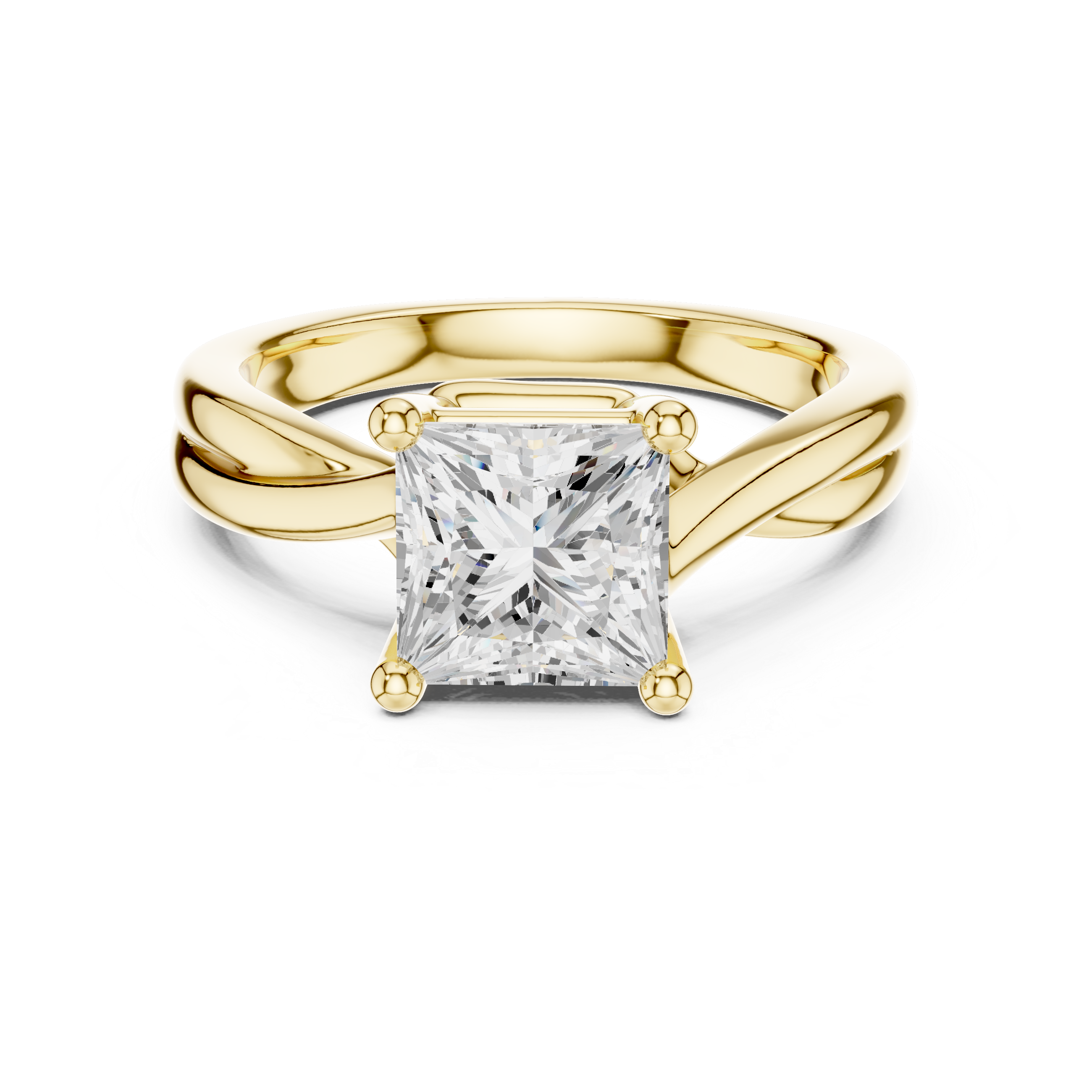 Princess Cut Diamond Twist Solitaire Engagement Ring