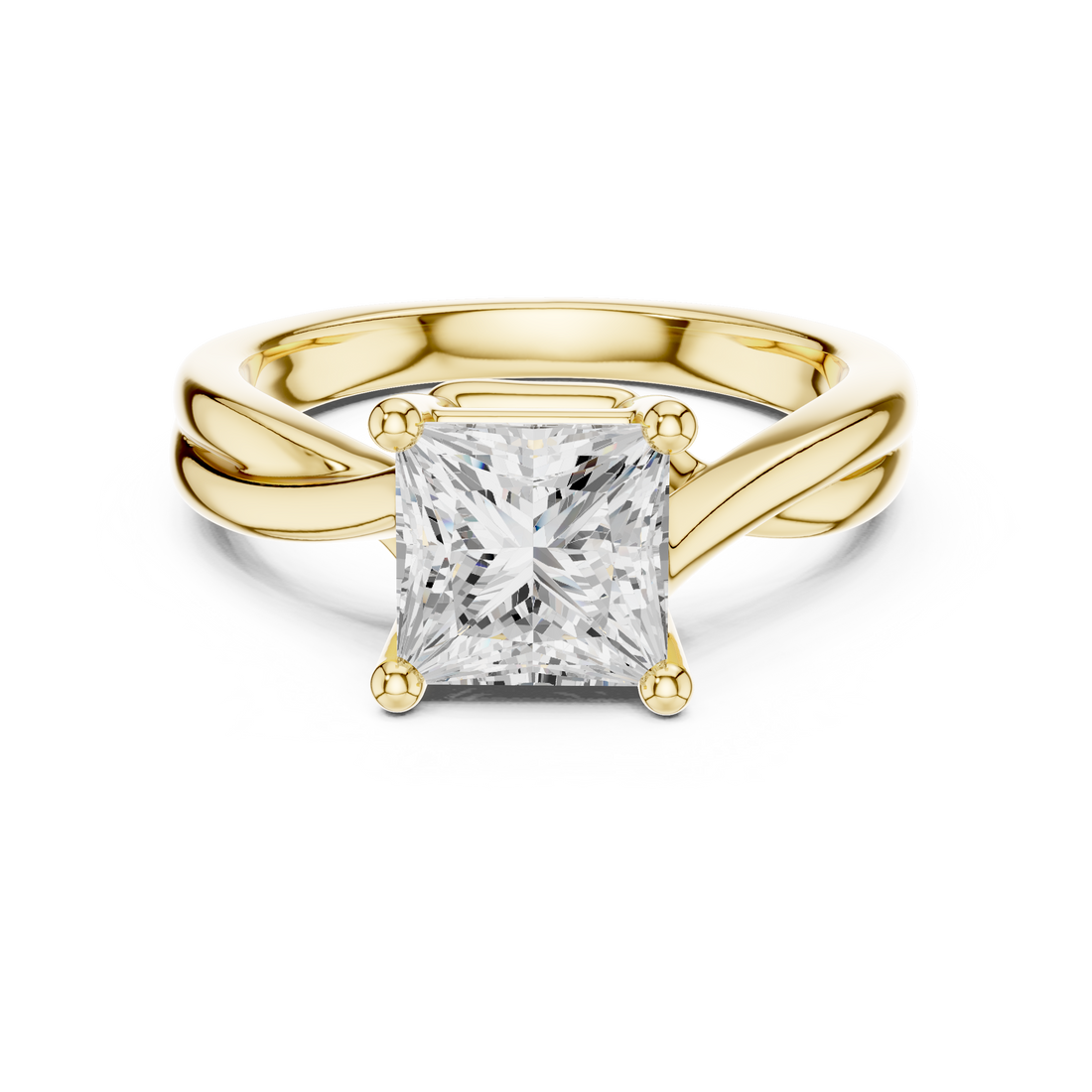 Princess Cut Diamond Twist Solitaire Engagement Ring