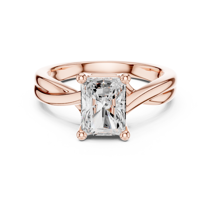 Radiant Cut Diamond Twist Solitaire Engagement Ring