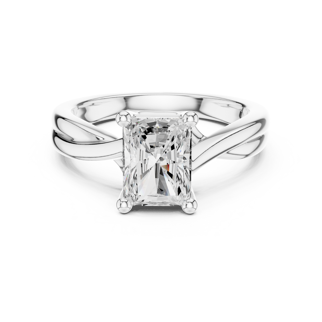Radiant Cut Diamond Twist Solitaire Engagement Ring