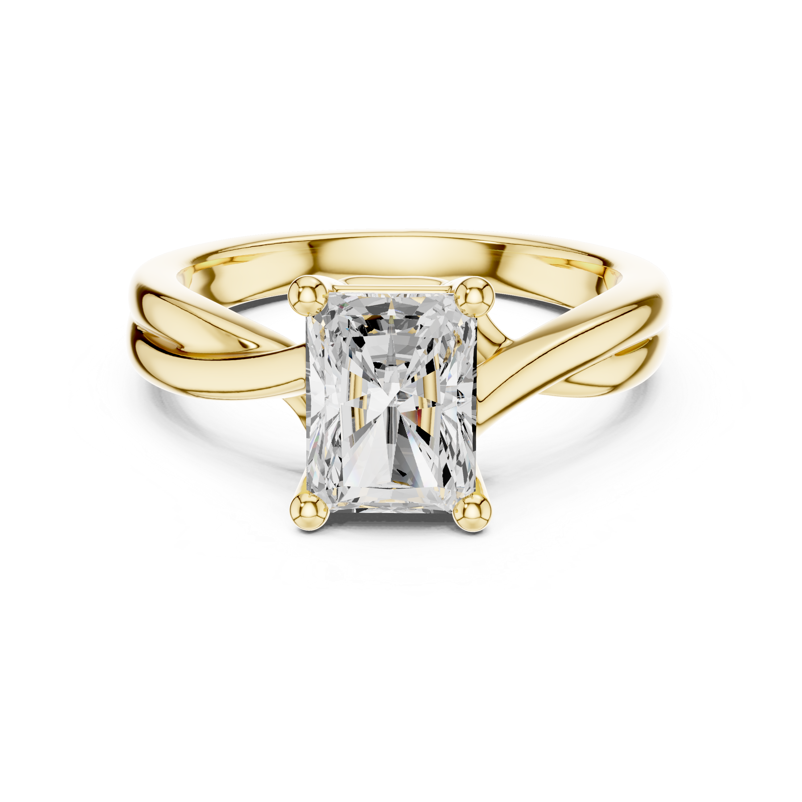 Radiant Cut Diamond Twist Solitaire Engagement Ring