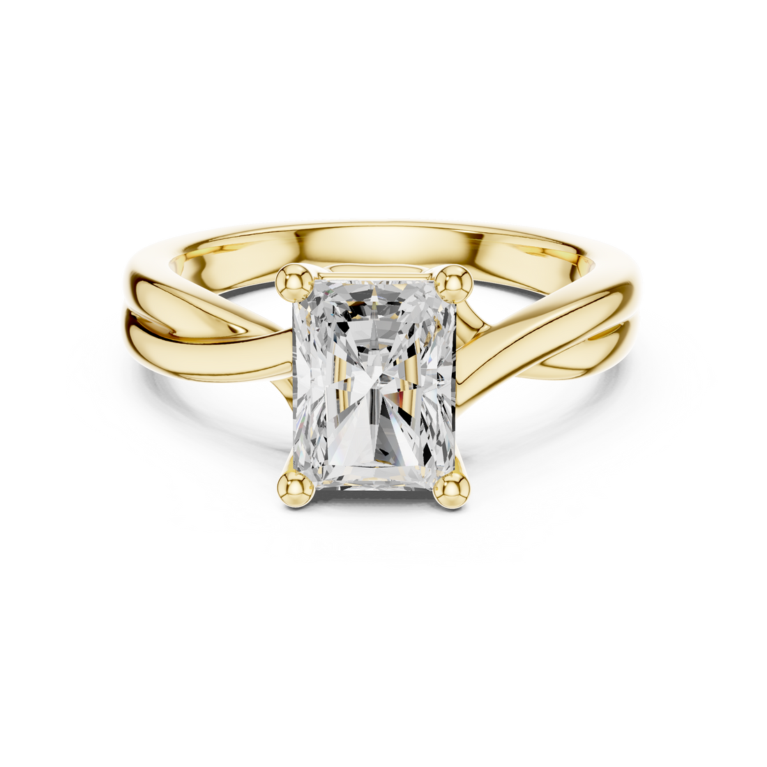 Radiant Cut Diamond Twist Solitaire Engagement Ring