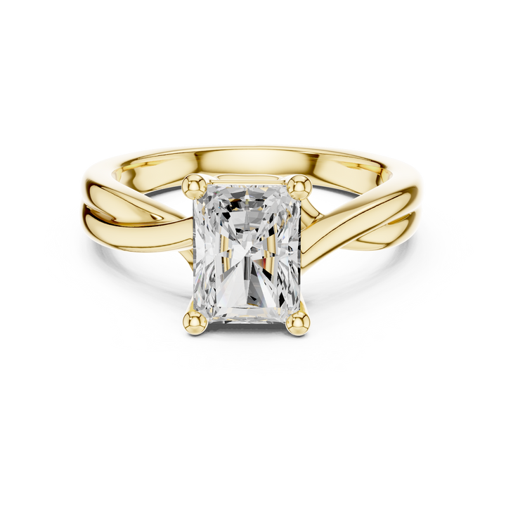 Radiant Cut Diamond Twist Solitaire Engagement Ring