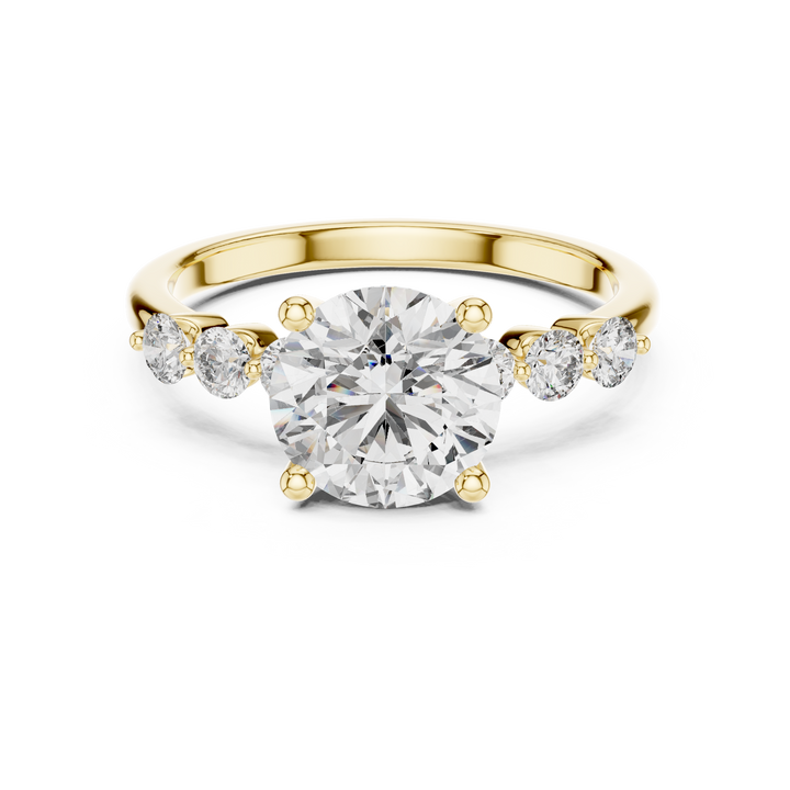 Round Brilliant Diamond Solitaire Ring with Graduated Side Stone Accents