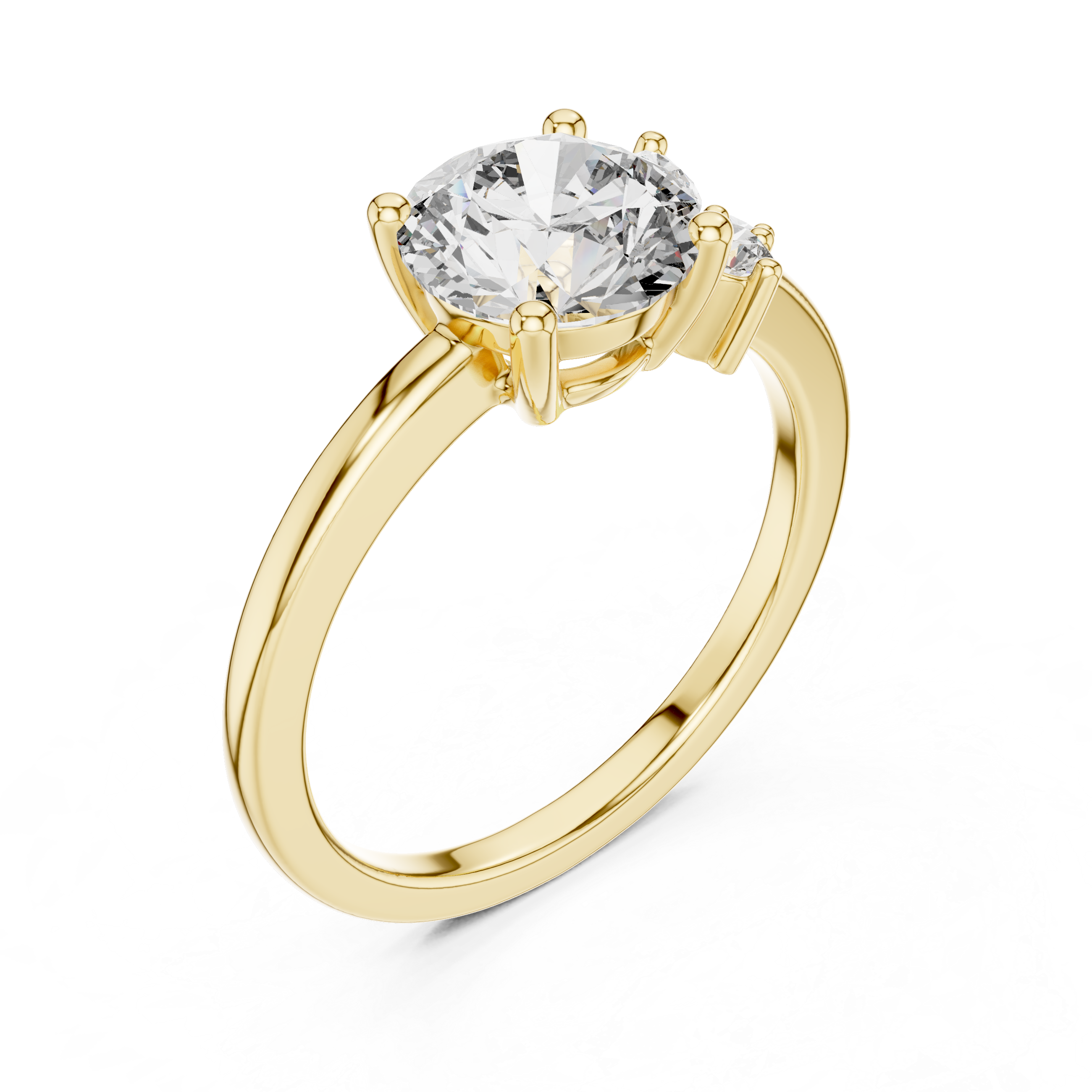 Round Brilliant Diamond Solitaire with Marquise Side Stone Cluster Engagement Ring