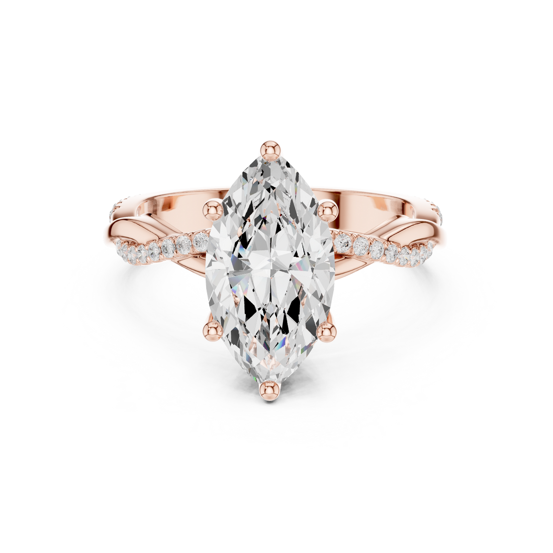 Sparkling Marquise Cut Diamond Twist Pavé Engagement Ring Elegant Brilliance close-up accent detail