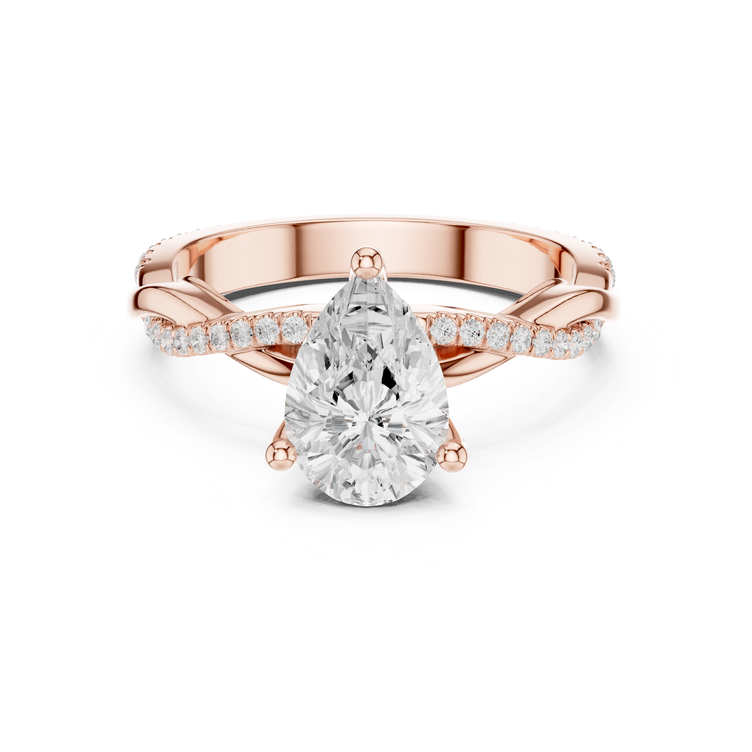 Timeless Pear Cut Diamond Twist Shank Side Stone Engagement Ring accent stones classic look