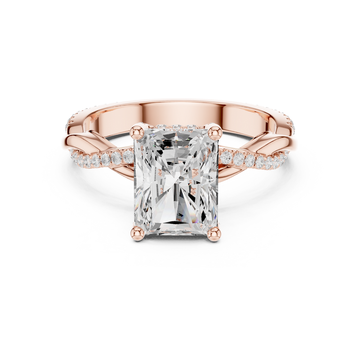Timeless Radiant Cut Diamond Twist Side Stone Engagement Ring accent stones classic look