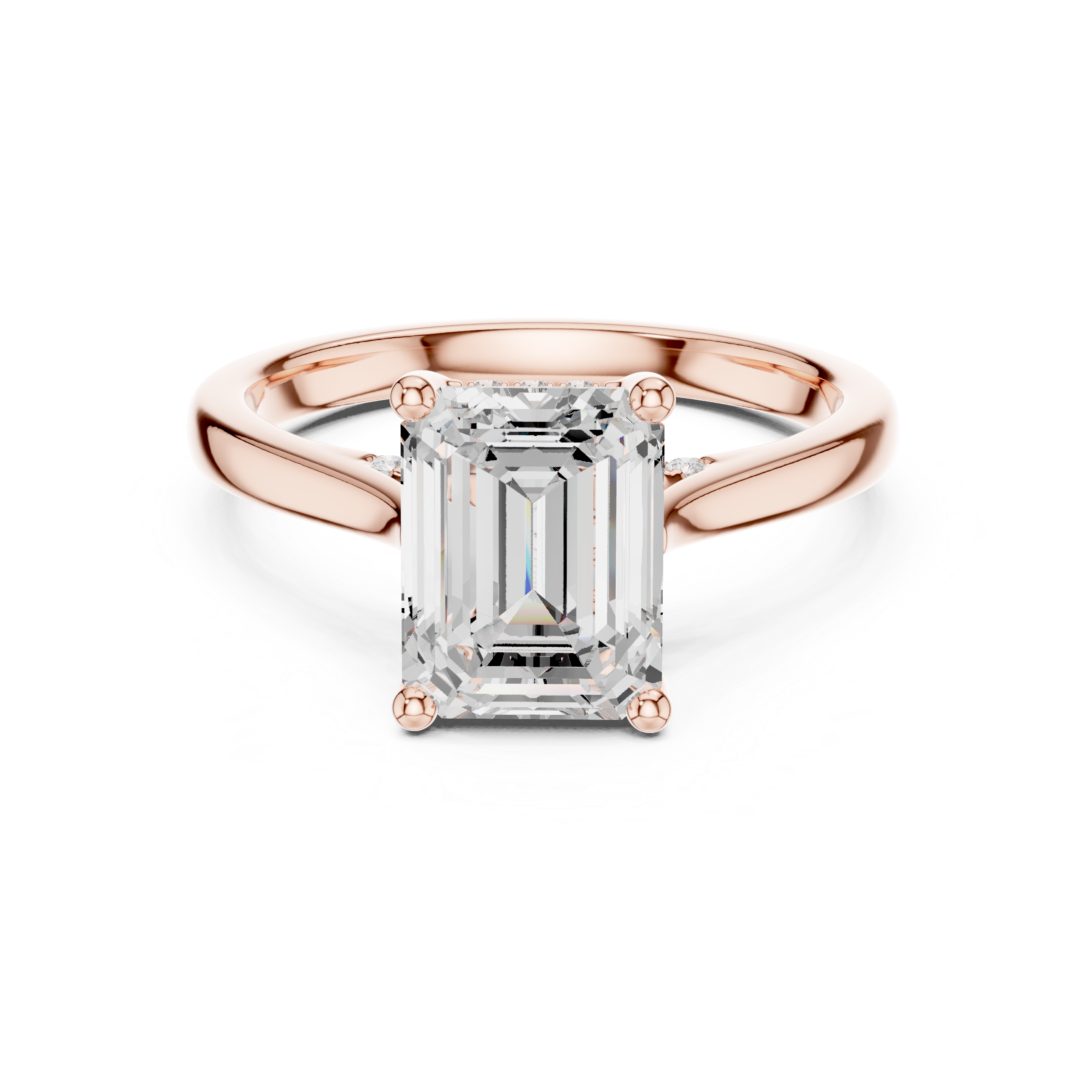 Emerald Cut Diamond Engagement Ring with Hidden Pavé Accent Diamonds