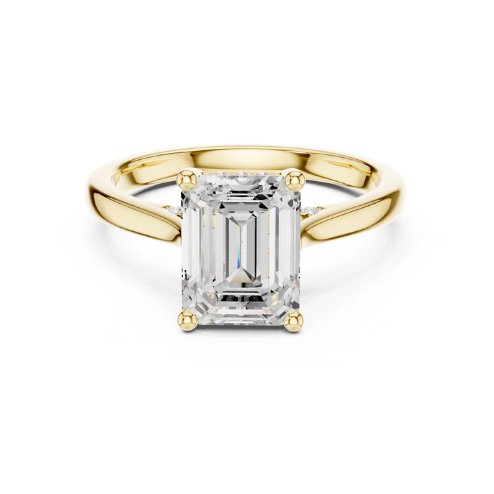Emerald Cut Diamond Engagement Ring with Hidden Pavé Accent Diamonds