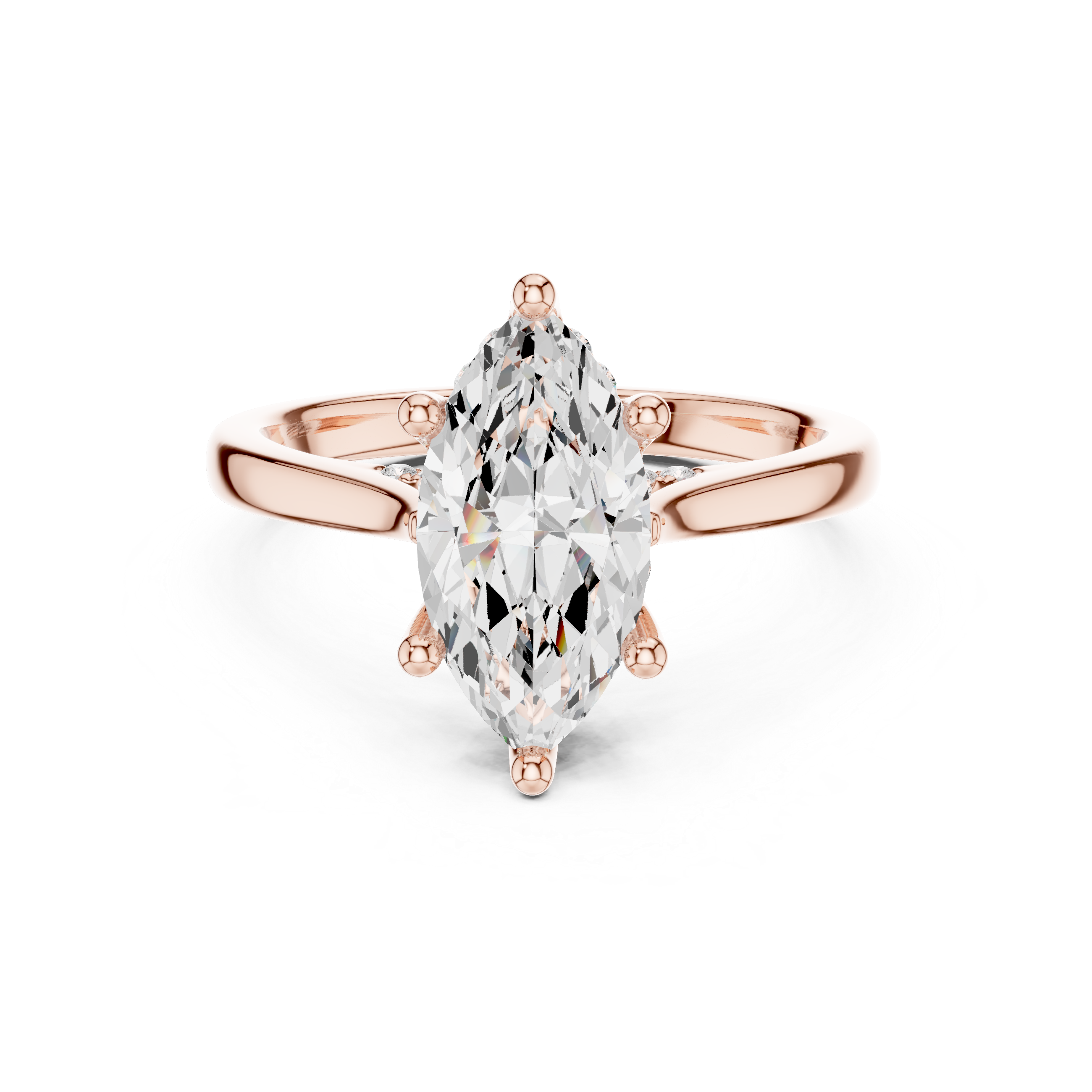 Marquise Cut Diamond Solitaire Engagement Ring with Hidden Halo