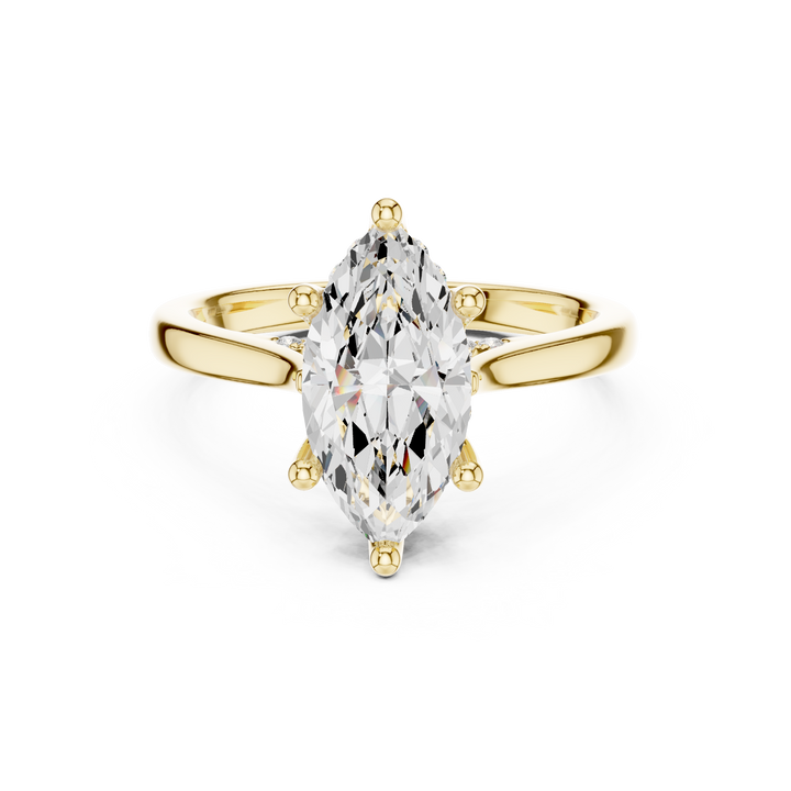 Marquise Cut Diamond Solitaire Engagement Ring with Hidden Halo
