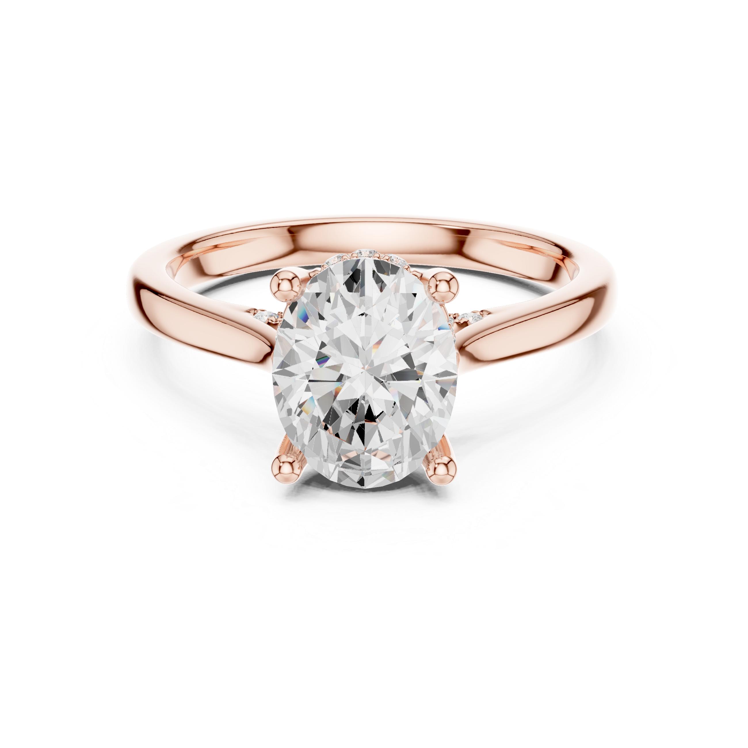 Oval Cut Diamond Solitaire Ring with Hidden Side Stones
