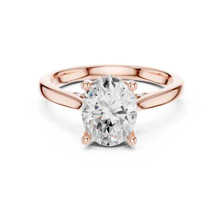 Oval Cut Diamond Solitaire Ring with Hidden Side Stones