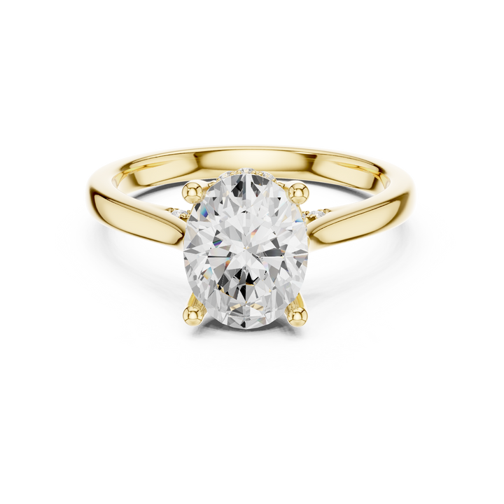 Oval Cut Diamond Solitaire Ring with Hidden Side Stones