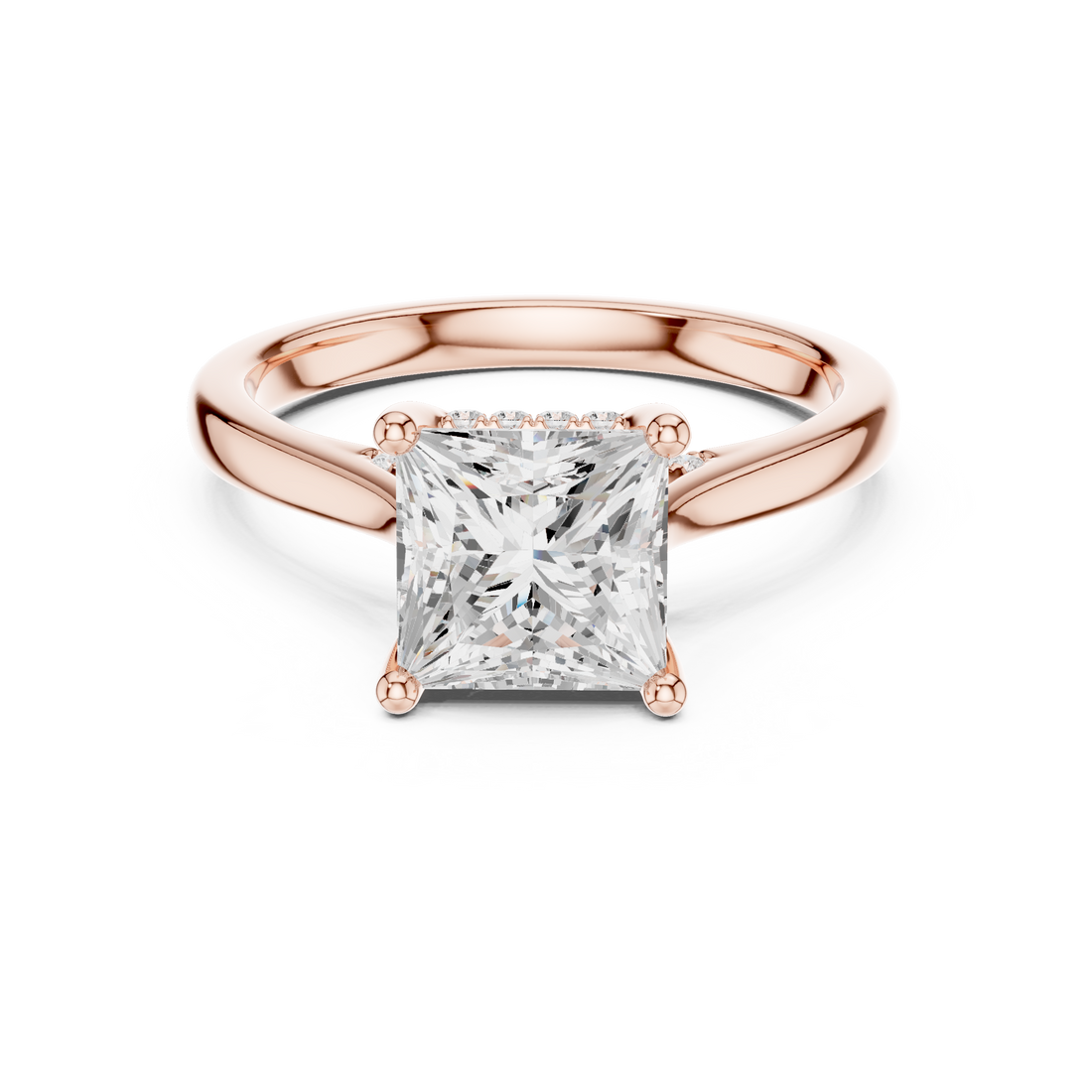 Princess Cut Diamond Engagement Ring with Pavé Side Stones