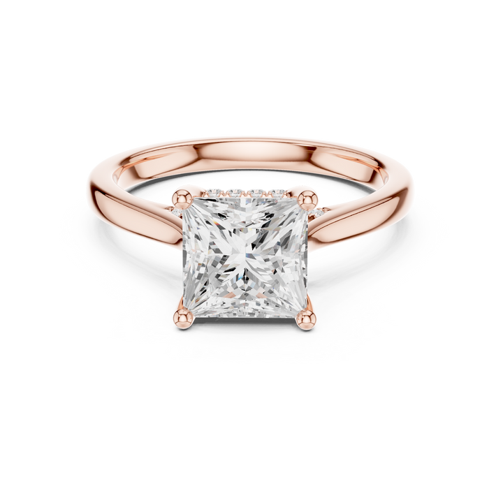 Princess Cut Diamond Engagement Ring with Pavé Side Stones