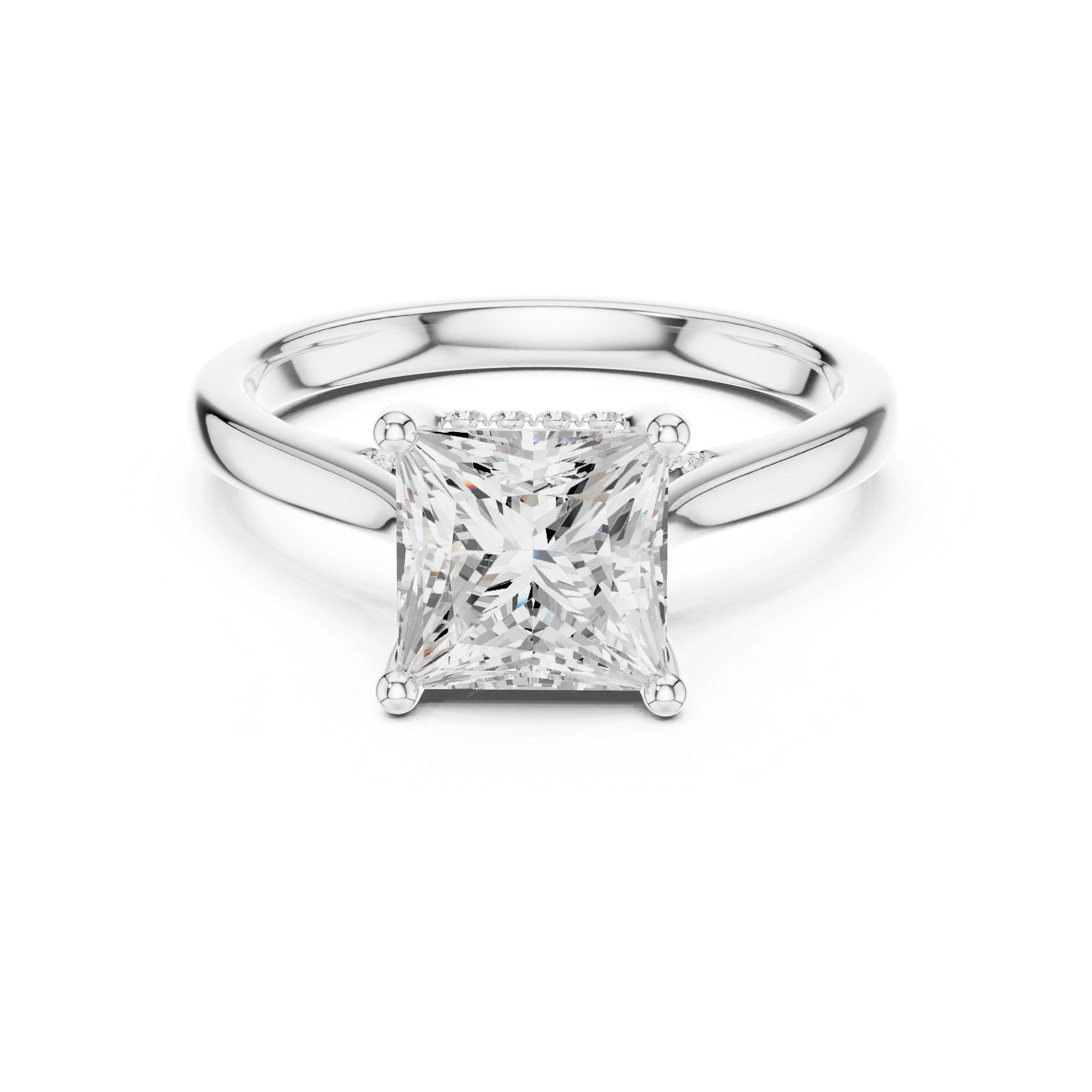 Princess Cut Diamond Engagement Ring with Pavé Side Stones