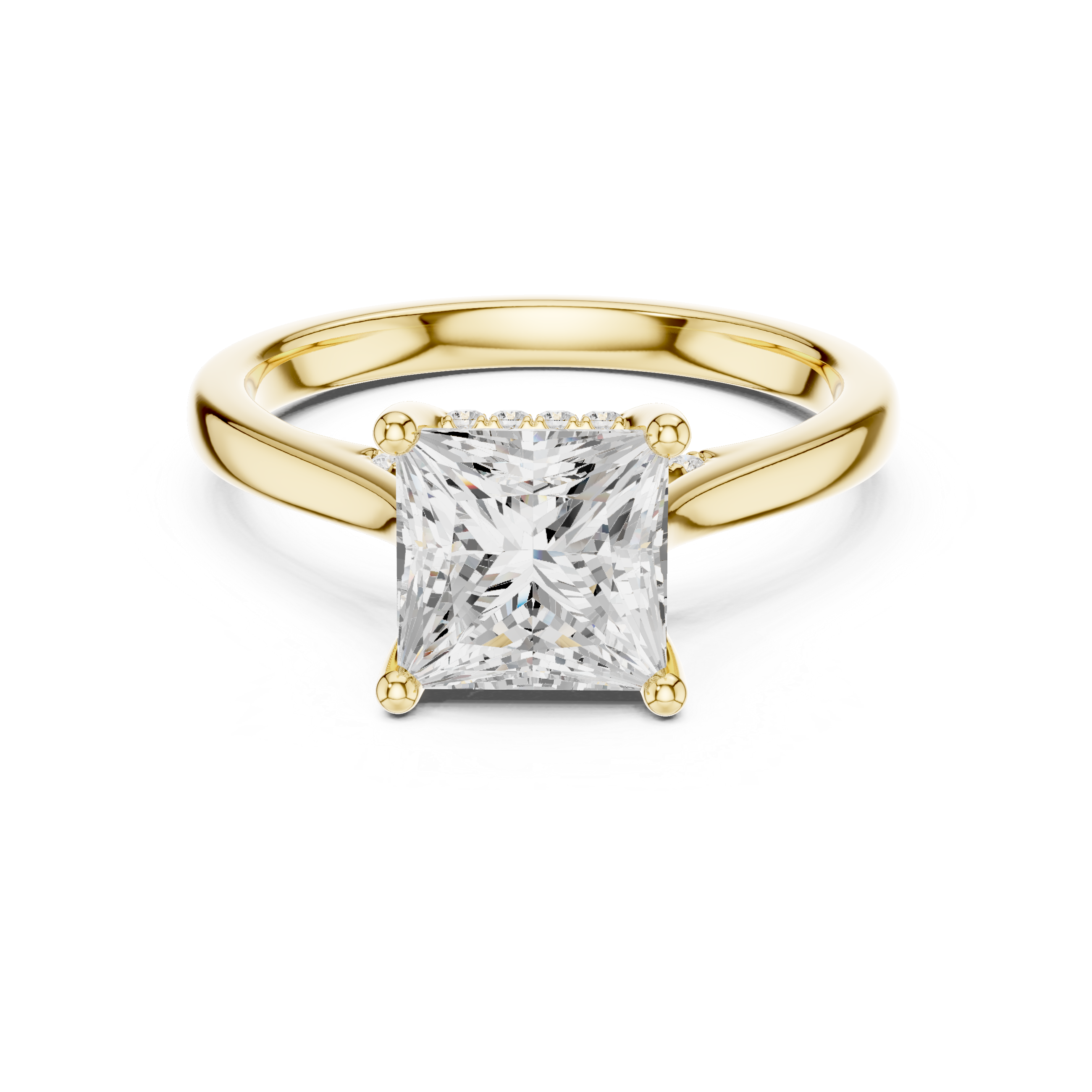Princess Cut Diamond Engagement Ring with Pavé Side Stones