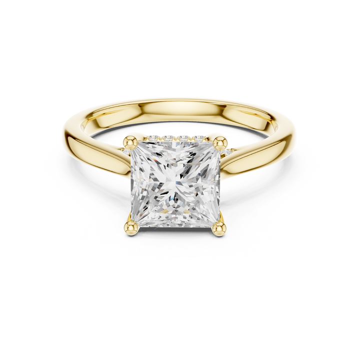 Princess Cut Diamond Engagement Ring with Pavé Side Stones