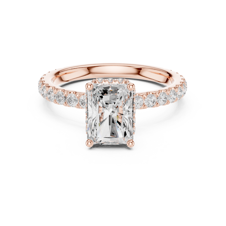Timeless Radiant Cut Diamond Pavé Side Stone Engagement Ring accent stones classic look