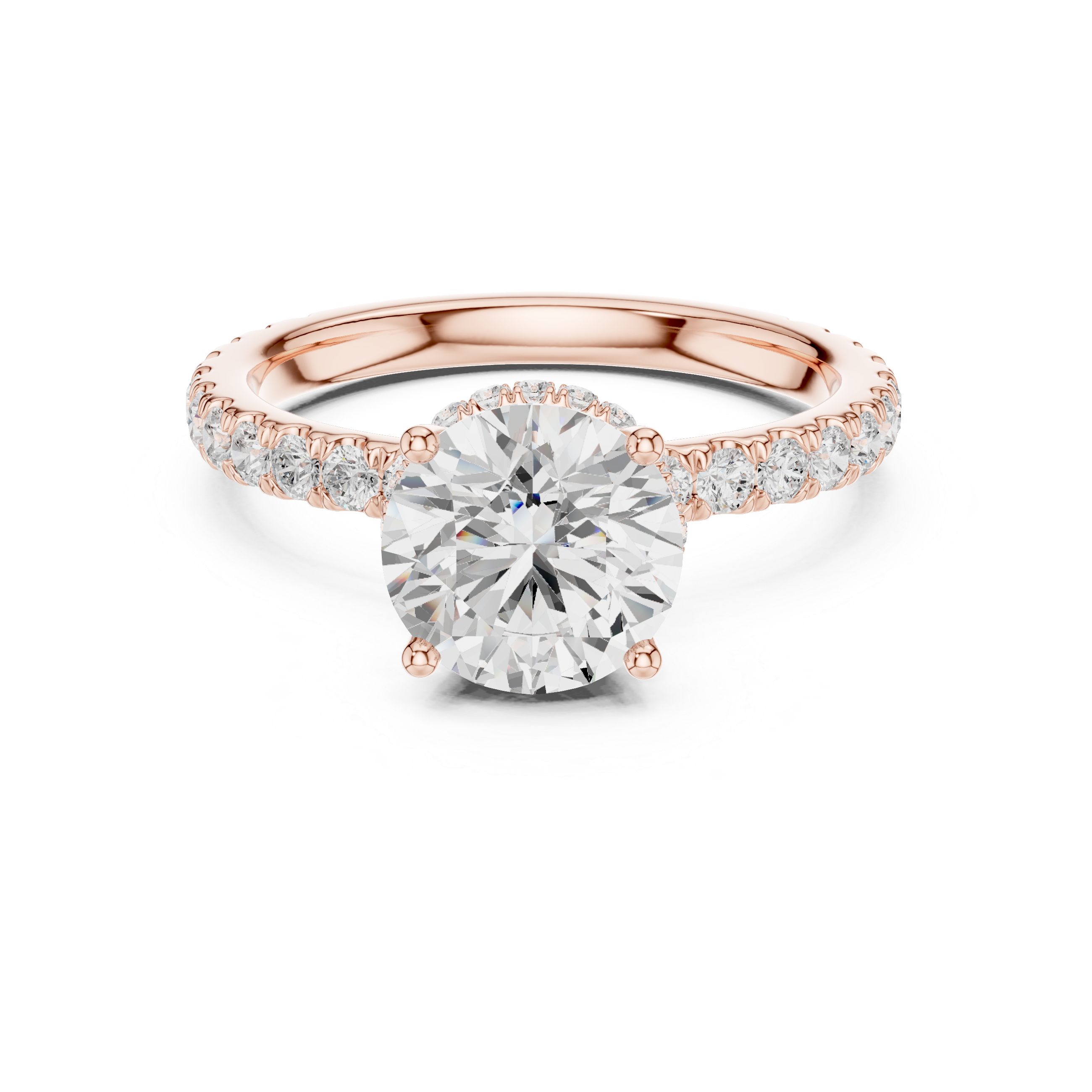 Timeless Round Cut Diamond Engagement Ring with Pavé Side Stone Accents accent stones classic look